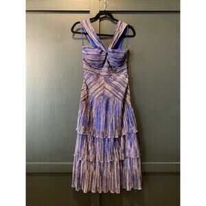 Cache Blue and Gold Midi Dress